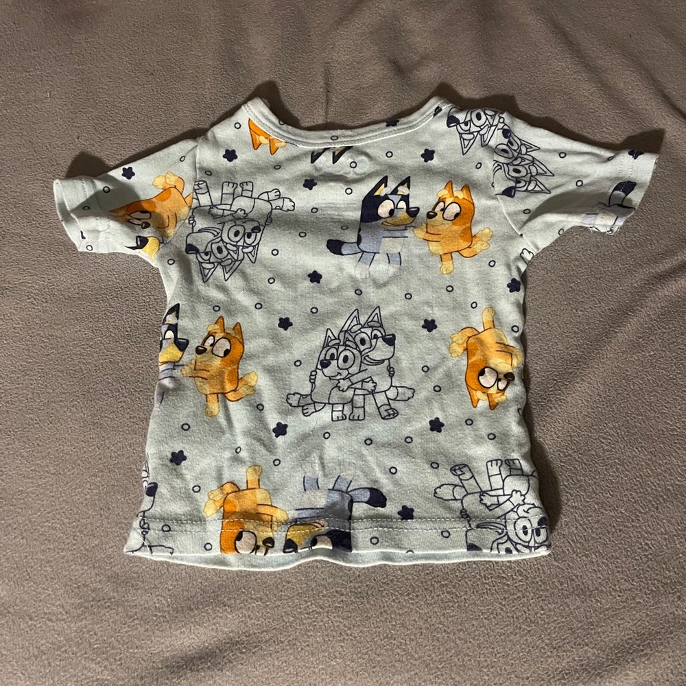 Vibrant Blue and Orange Cartoon Tee Short Sleeve